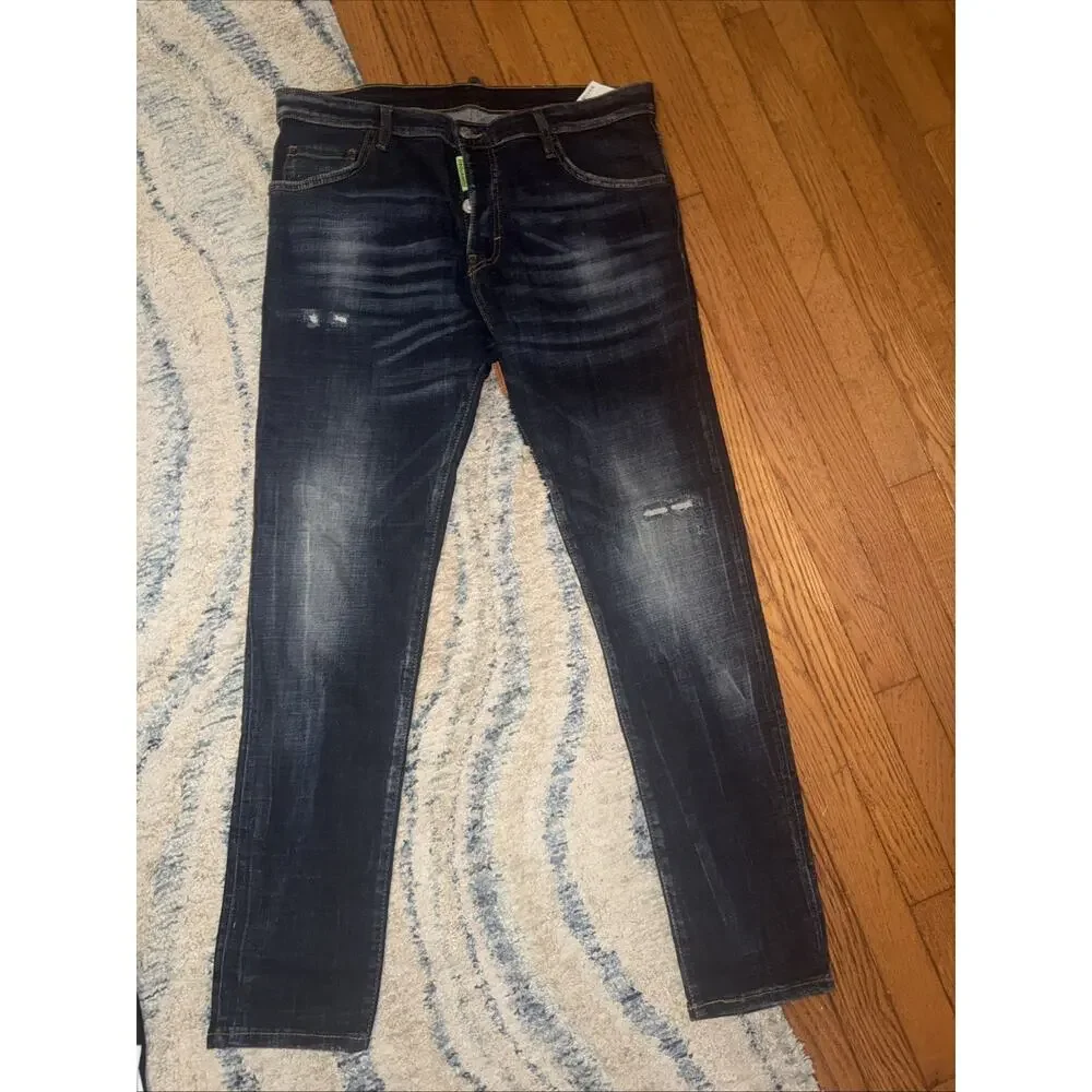 Dsquared2 jeans men blue cool guy jeans medium wash distressed cotton denim